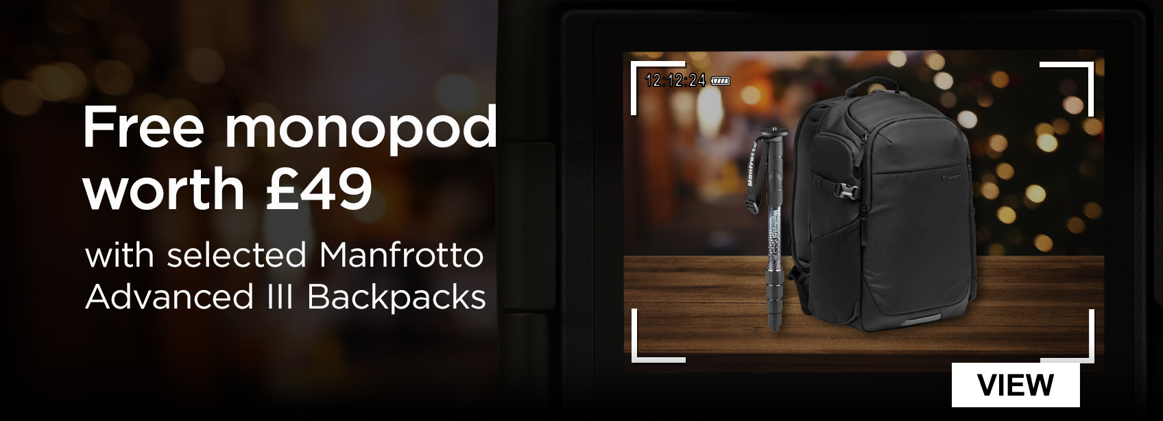 Free Monopod worth £49 with selected Manfrotto Advanced III Backpacks