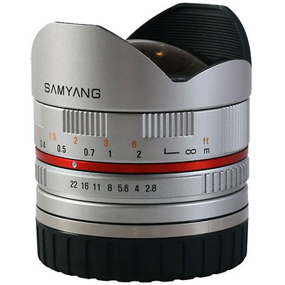 Samyang 8mm f2.8 Aspherical ED UMC Fisheye Lens – Silver – Fujifilm Fit