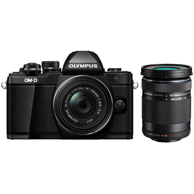 Olympus OM-D E-M10 Mark II Digital Camera with 14-42mm EZ Lens and 40-150mm Lens – Black