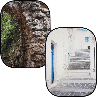 Lastolite Urban Collapsible Reversible Background 1.5 x 2.1m – Stone Archway / Grecian Steps