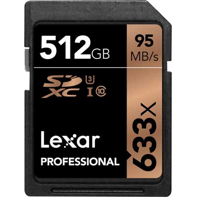 Lexar 512GB 633x (95MB/Sec) Professional UHS-1 SDXC Card