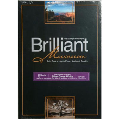 Brilliant Museum Inkjet Paper - SilverGloss White A3+ 25 sheets - 300gsm