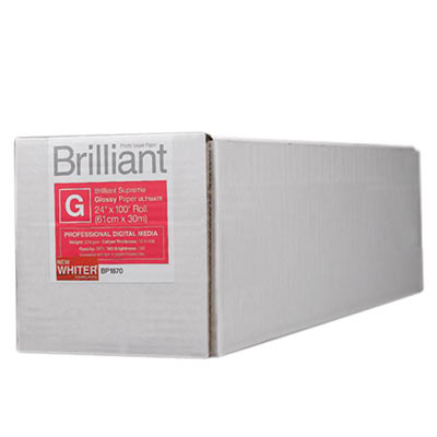 Brilliant Supreme Inkjet Glossy Paper 24inch x 100ft Roll