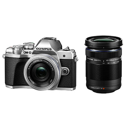 Olympus OM-D E-M10 Mark III Digital Camera with 14-42mm EZ Lens and 40-150mm R Lens – Silver