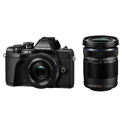 Olympus OM-D E-M10 Mark III Digital Camera with 14-42mm EZ Lens and 40-150mm R Lens – Black