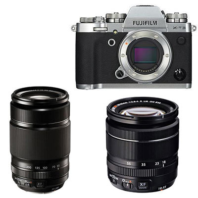 Fujifilm X-T3 Digital Camera with XF 18-55mm + XF 55-200mm Lens – Silver