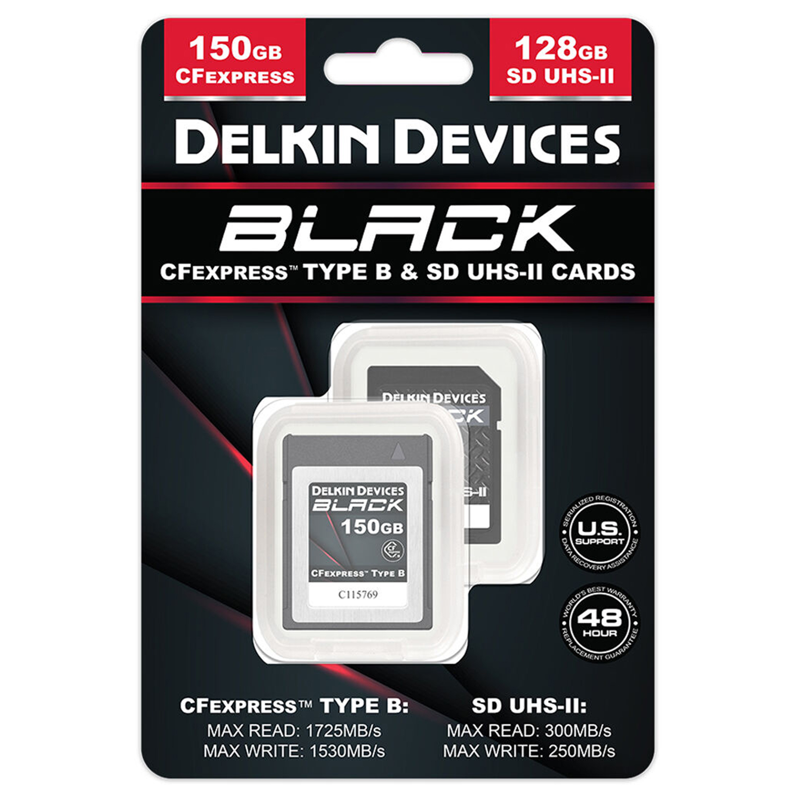 Delkin BLACK 150GB Cfexpress Type B plus 128GB UHS-II V90 SDXC