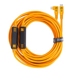 TetherTools TetherPro USB-C to USB-C Straight to Right 31ft (9.4m) - High Visibility Orange