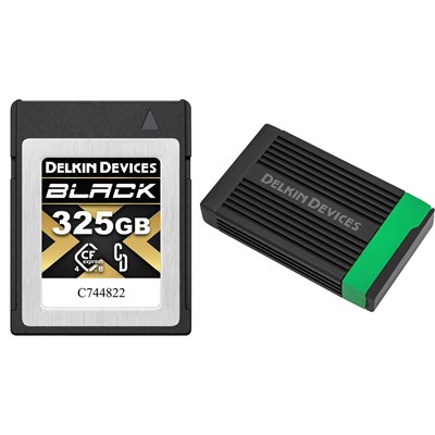 Delkin BLACK 325GB (3550 MB/s) CFexpress Type B 4.0 Memory Card with USB 3.2 CFexpress Card Reader